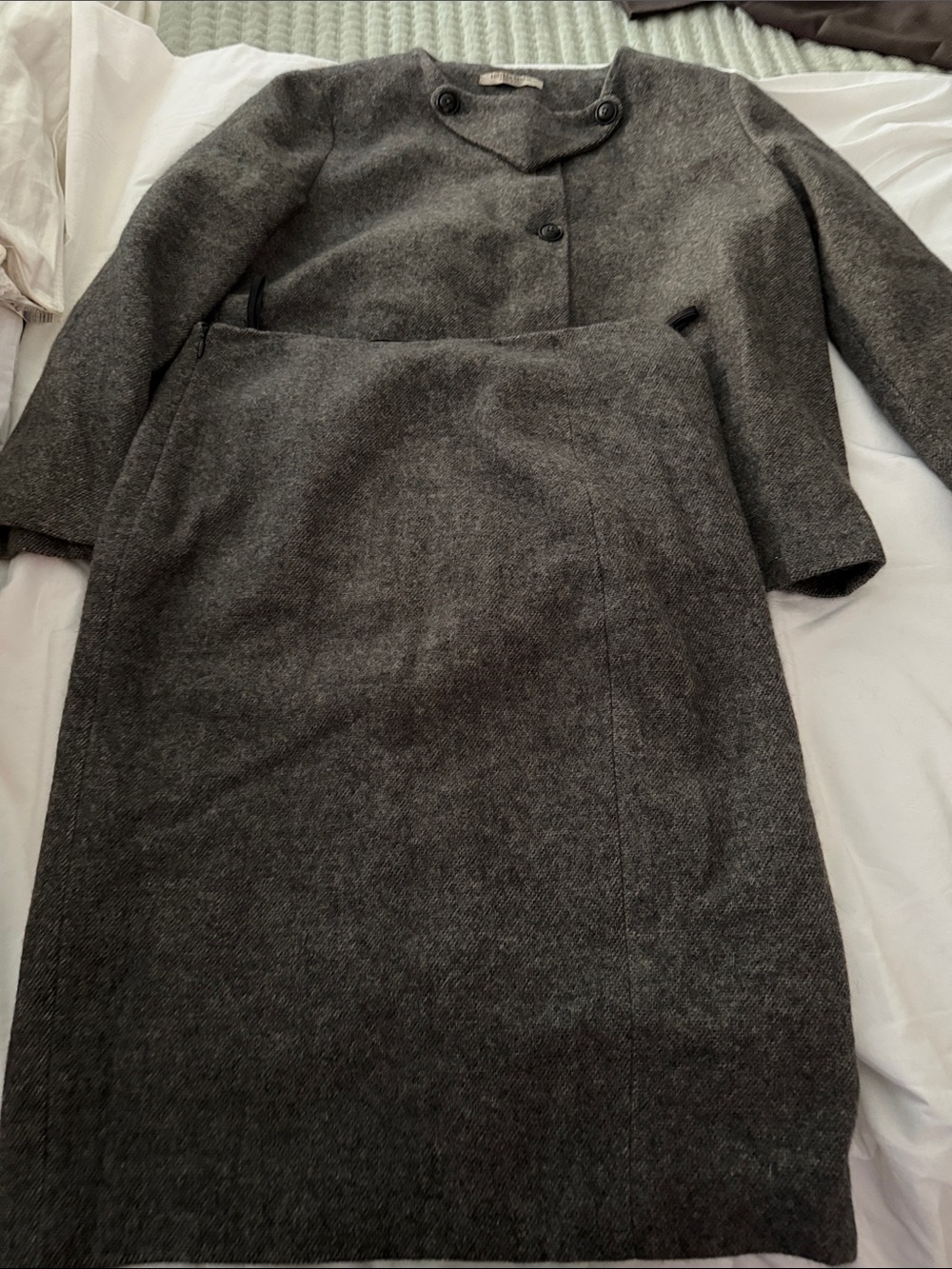 Bottega Veneta Charcoal Gray Wool Coat with Black Buttons